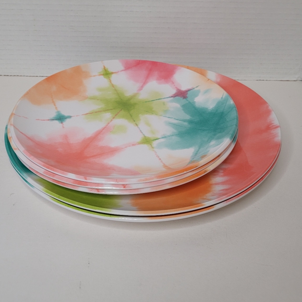 Colorful Lot Tie-Dye Melamine Plates Lot Of 5 Plates - Picture 3 of 8